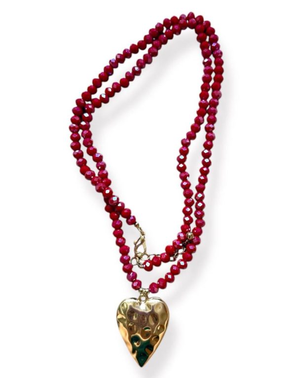 Collana perline rosse lux